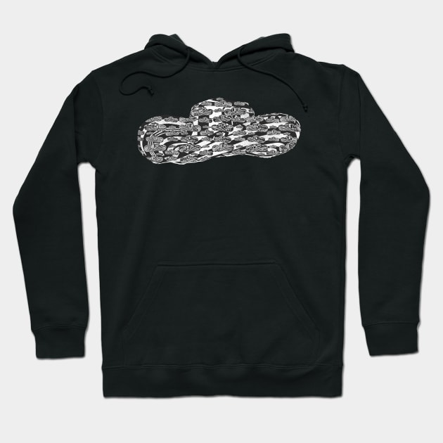 Sombrero Vueltiao in Black and White Ink Pattern (Black Background) Hoodie by Diego-t
